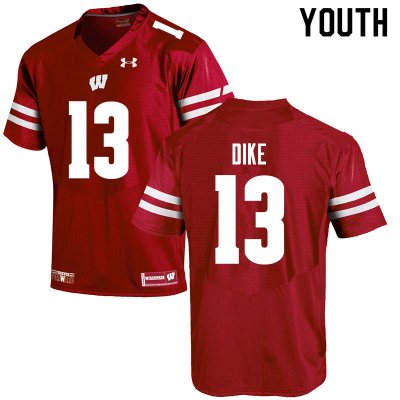 Youth Wisconsin Badgers NCAA #13 Chimere Dike Red Authentic Under Armour Stitched College Football Jersey ZM31V87LP